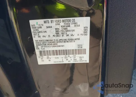 2011 Ford F-150 Fx2 from USA, damaged, VIN 1FTFX1CF2BKD08161